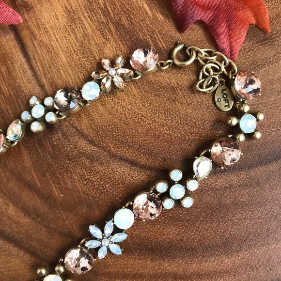 LOFT Peach & Flowers Rhinestone Choker Necklace - Picture 4 of 5